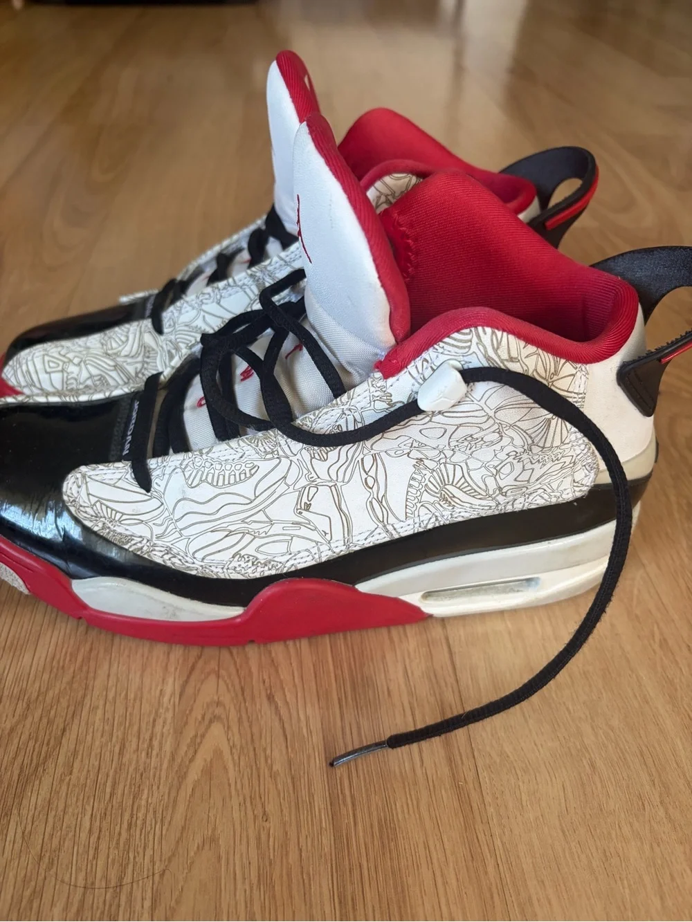 Jordan Youth White, Red and Black Graphic-Print Sneakers